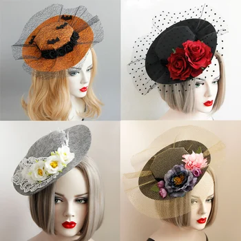 

SISHION 2020 Gothic Style Bat Net Yarn Top Hat Halloween Vampire Carnival Party Prom Props Hat Hairpin QZ0180