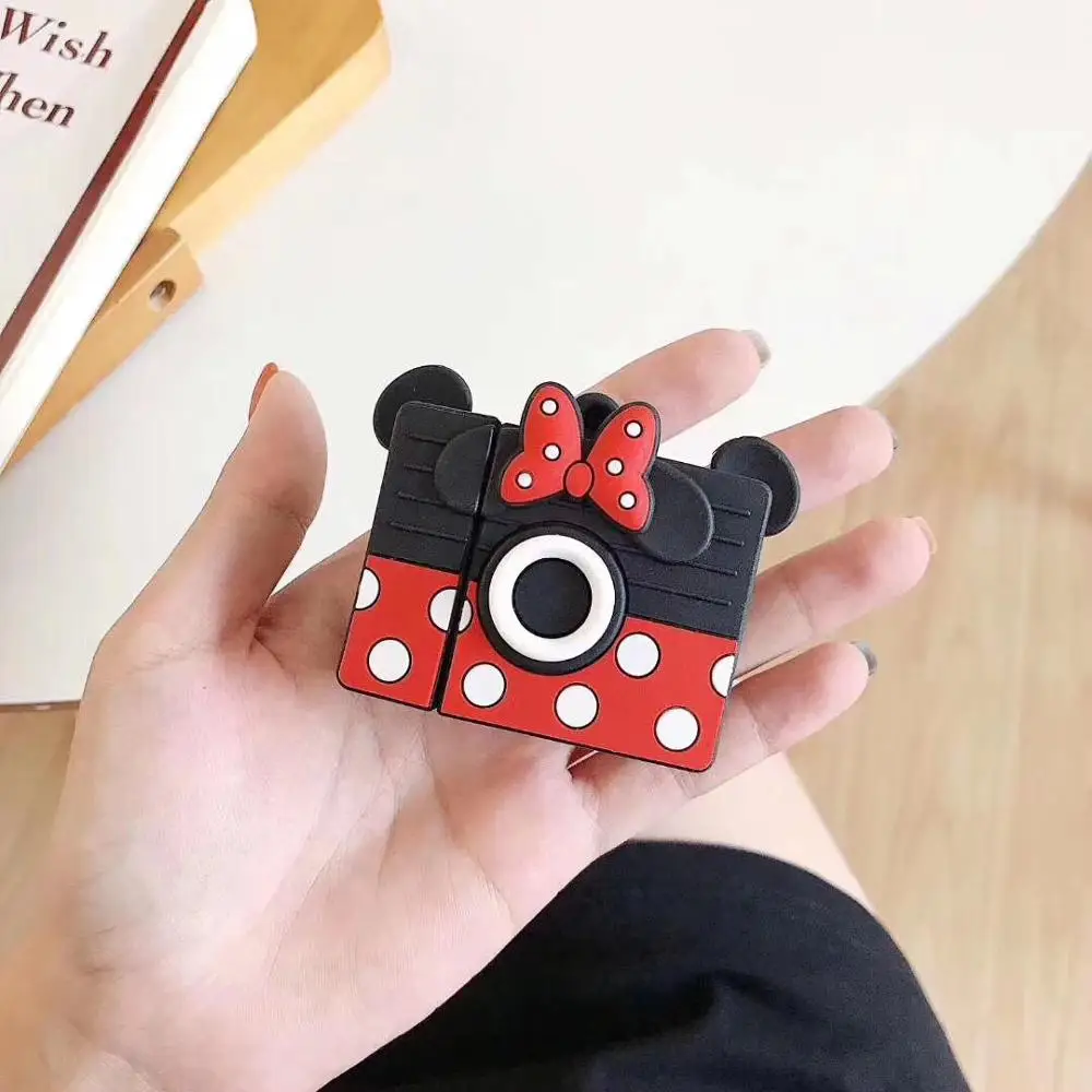 

Minnie Mouse Camera Style Ring Chain Soft Cover Silicone Case Cover For AirPods
