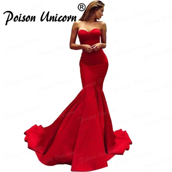 

Charming Red Mermaid Prom Dresses 2020 Elegant Sweetheart Evening Gown Open Back Cheap Party Dress vestido de gala