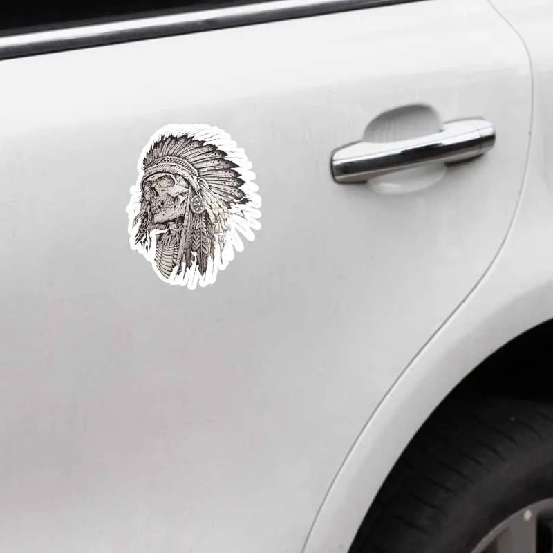 YJZT 10.6CM*13CM Indian Skull Head Car Sticker Decal - Personality Accessories 6-2611 image 5