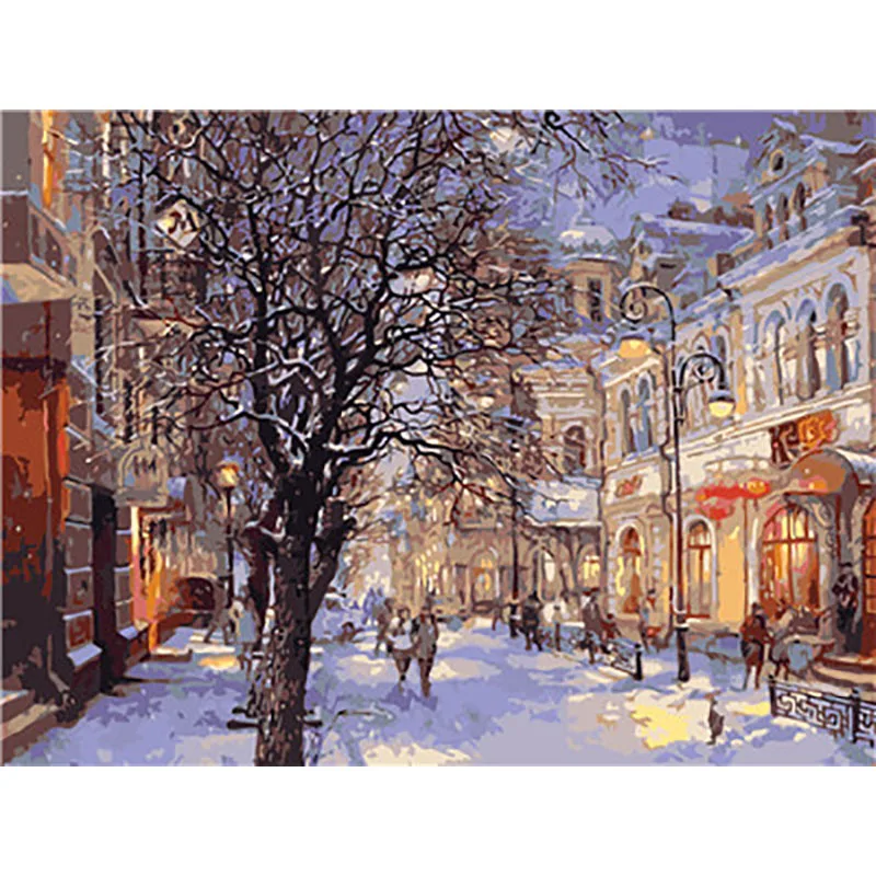 painting by numbers5 Зимние scenepainting по номерам краски по номеру для взрослых DIY Раскраска по номерам картина маслом пронумерованные номер картины - Цвет: painting by numbers5
