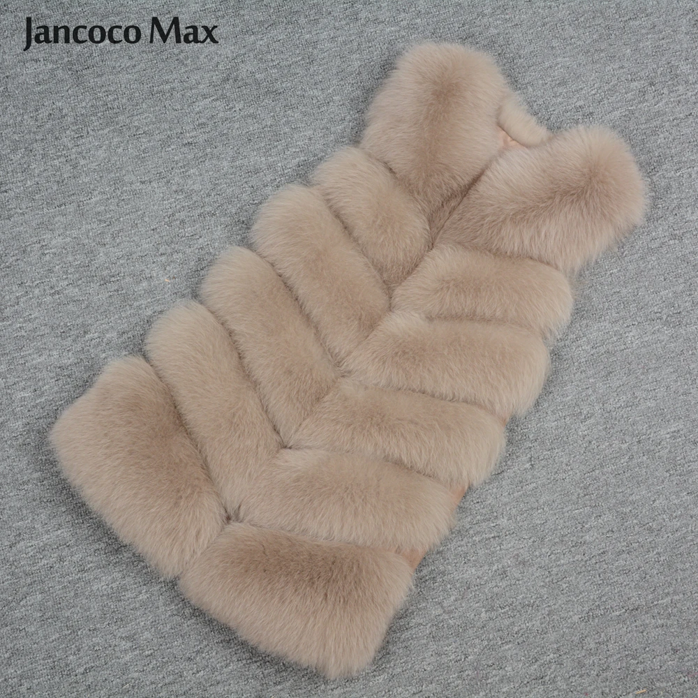 Jancoco Max 2019 новый длинный жилет из натурального Лисьего меха осень зима теплый 6
