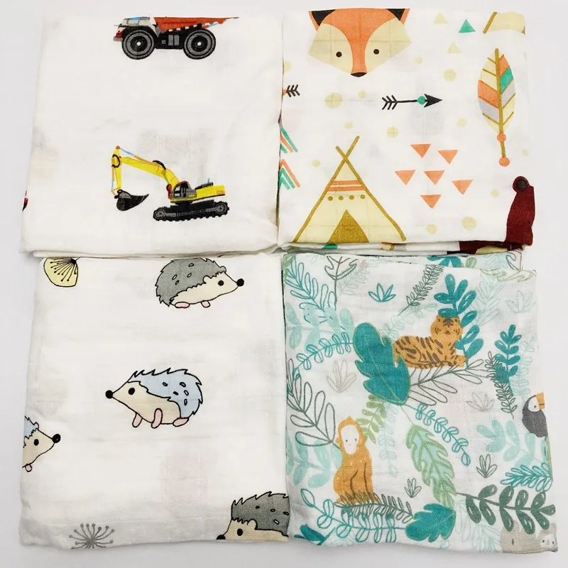 Manta de bambú para bebé recién nacido, edredón de muselina, toalla de alimentación, baberos, pañal grande, 60cm x 60cm, 70%