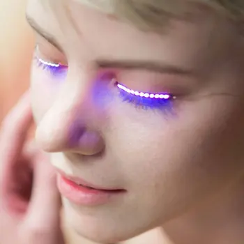 

Flashes LED False Eyelashes Luminous Electronic Eyelid Waterproof Fake Eyelashes For Party For Costume Salon Pub beauty easy
