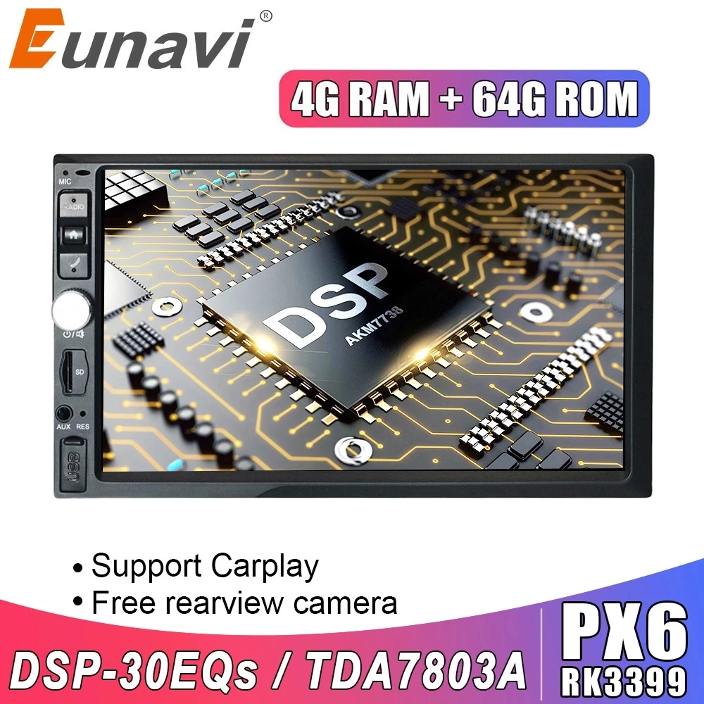 Автомагнитола Eunavi 2 Din 7 дюймов Android 10 4 + 64 ГБ GPS 1024*600|double din|2 din 1024*6002 |
