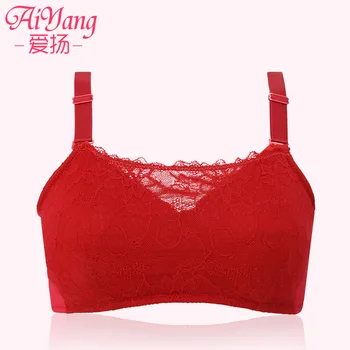 

ai yang 107 Artificial Breast for Bra Postoperative Bra Artificial Breast Bra without Steel Ring Lace Red Underwear Women's Cott