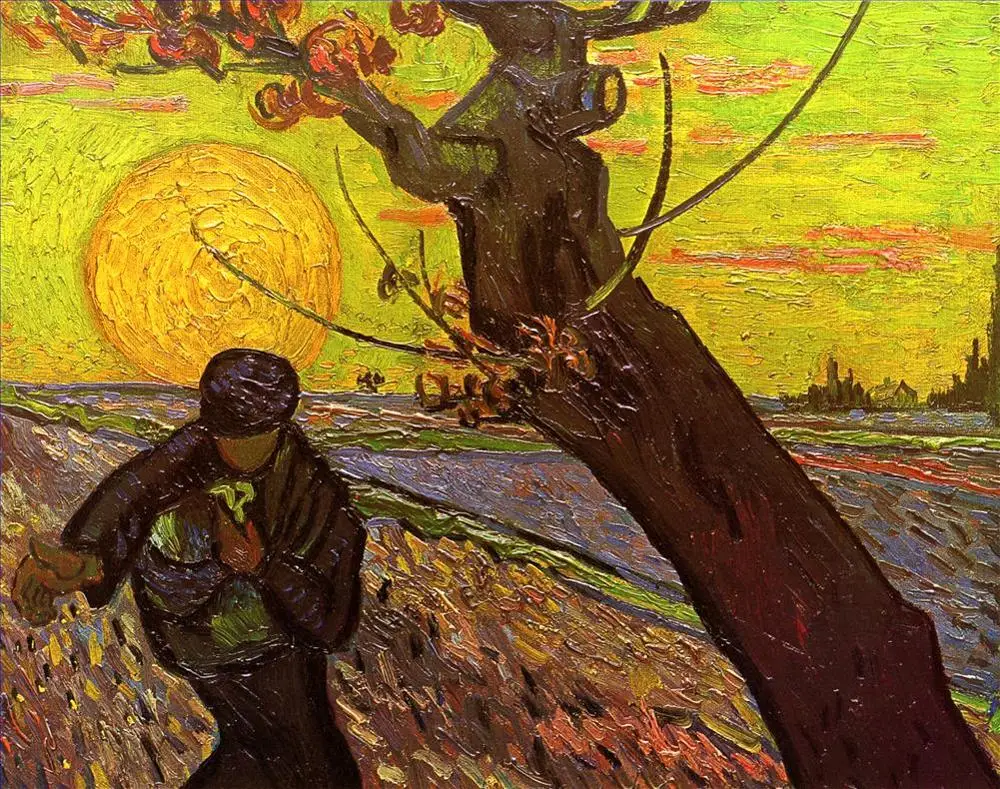 12 художественных картин ручной работы учителями колледжа-ваза Натюрморт с ДВЕНАДЦАТЬЮ ПОДСОЛНУХАМИ Винсентом Ван Гога-картина маслом на холсте - Цвет: Sower