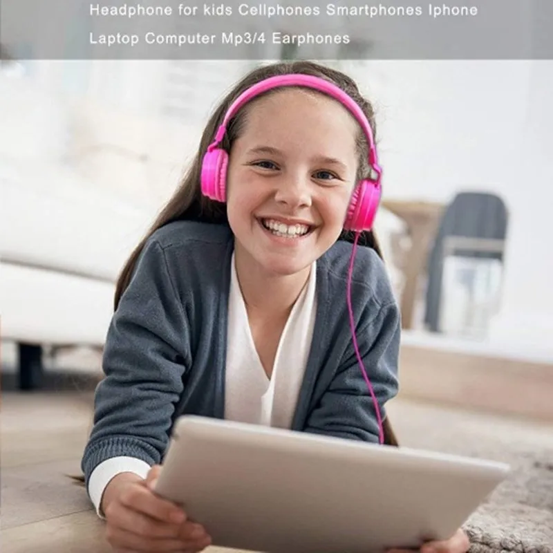 Kids Headset Lightweight Stereo Foldable Wired Headphone for Children Gifts Adjustable Headband Headsets for Phones Tablet Music