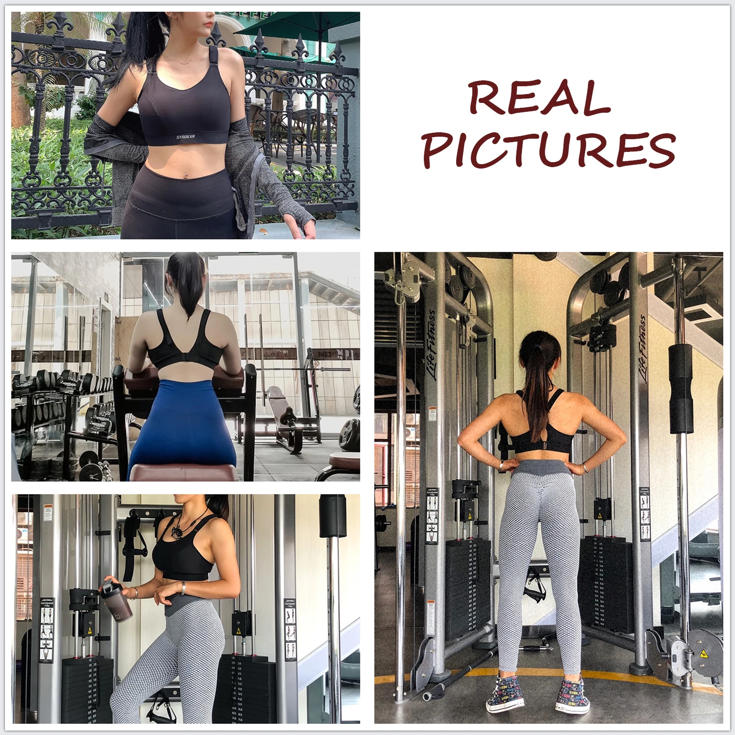 Wirefree Front Adjustable High Impact Sports Bras for Women Plus Size Padded Bras