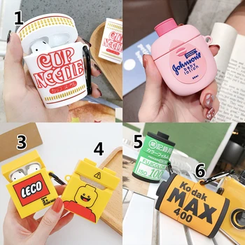 

3D Cute Cup Noodle Funny Food Headphone Cases for Airpods 1/2 Lovely Silicone Protection Earphone Cover Accessories