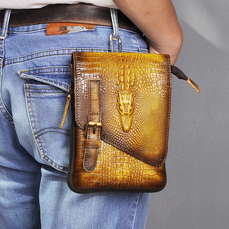 Натуральная кожа Мужская Повседневная дизайнерская многофункциональная маленькая сумка через плечо модная поясная сумка 611-1-cb