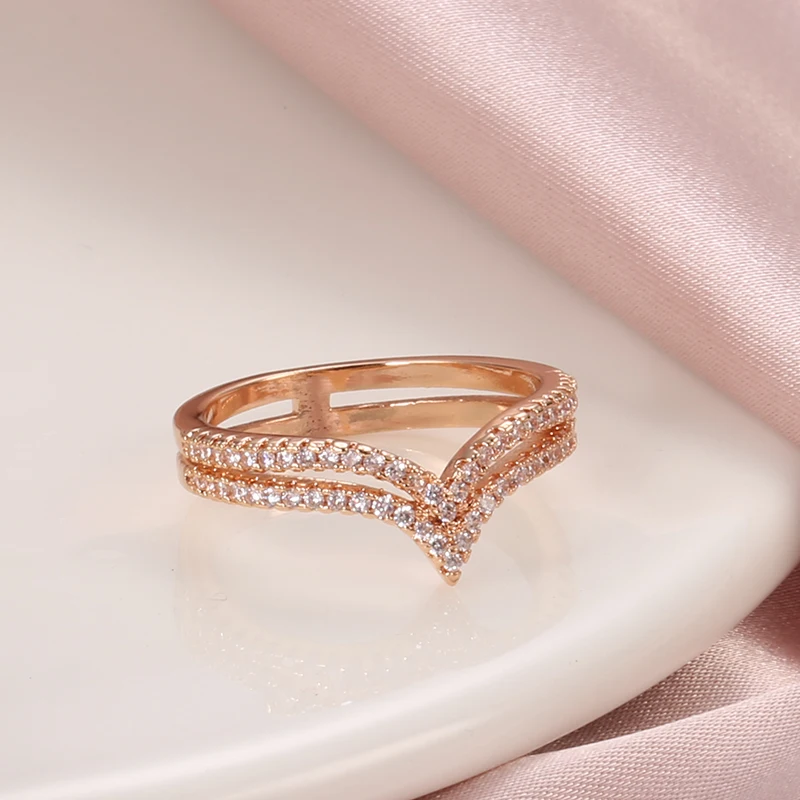 kinel new arrivals 585 rose gold ring double row micro wax inlay natural zircon hollow rings women wedding party fine jewelry Kinel New Arrivals 585 Rose Gold Ring Double Row Micro-wax Inlay Natural Zircon Hollow Rings Women Wedding Party Fine Jewelry 3