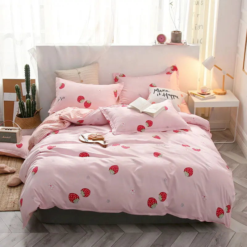 Комплект постельного белья с принтом розового единорога из 4 предметов для девочки, мальчика, ребёнка, набор пододеяльников, простынь для взрослых и детей, набор постельных принадлежностей 61010 - Цвет: 2TJ-61001-003