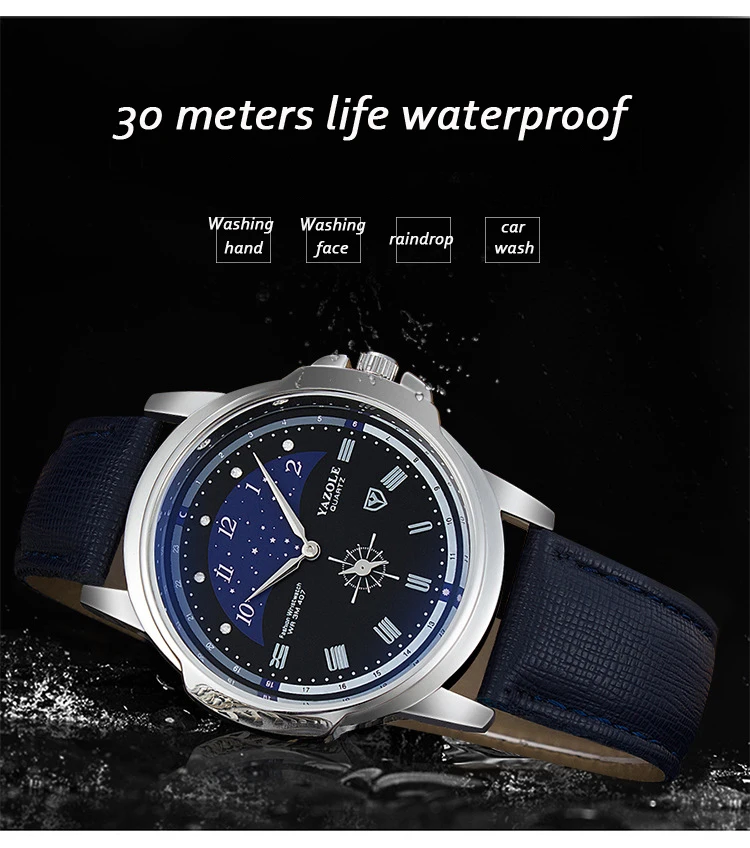 YOZALE часы Мужские лучший бренд класса люкс 30 м Водонепроницаемые кожаные кварцевые часы для мужчин модные мужские часы с коробкой Relogio Masculino
