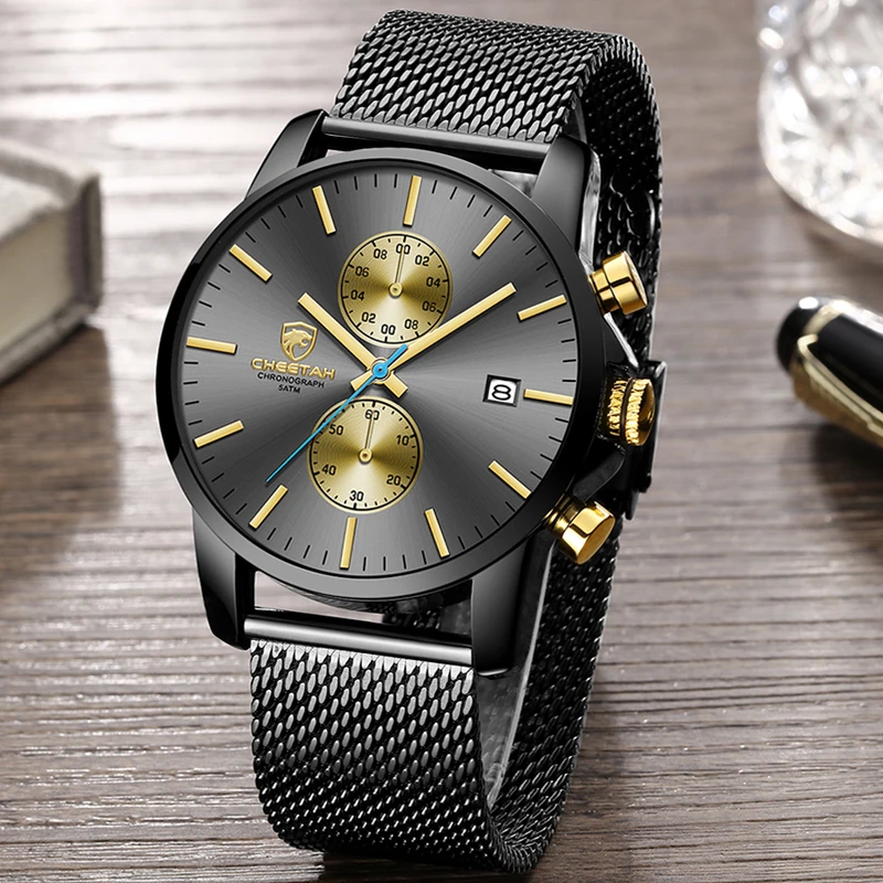Reloj Hombre CHEETAH простой дизайн мужские часы Orologio uomo Хронограф Календарь деловые s