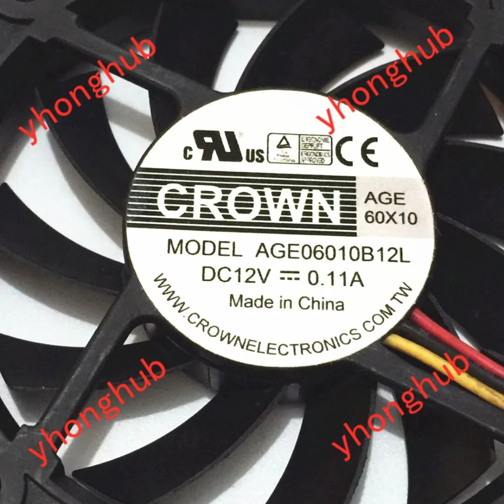 Emacro для Корона AGE06010B12L Сервер охлаждающий вентилятор DC 12V 0.11A 60x60x10 мм 3 провода