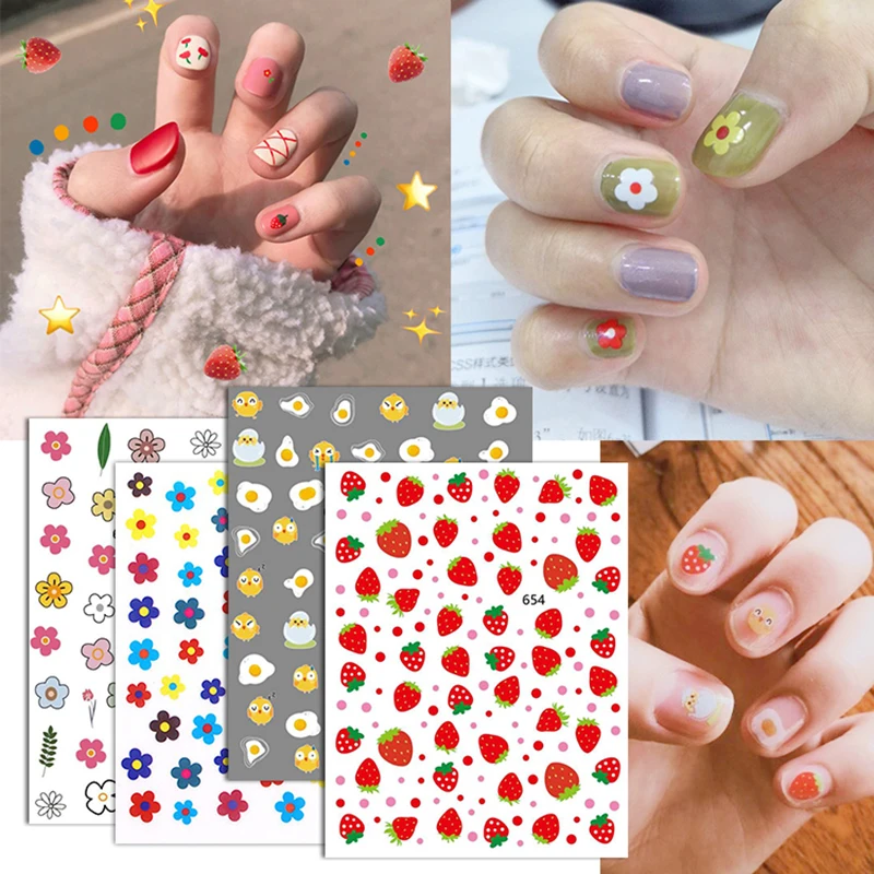 1pcs Summer Fruit Pattern 3D Nail Art Transfer Sticker Watermelon Lemon/Avocado/Strawberry Sticker Manicure Nail Decoration
