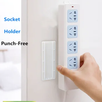 

Household Socket Holder Punch-free Patch Panel Socket Hanging Wall Mounted Fixed Tool Office Cable Holder Organizer