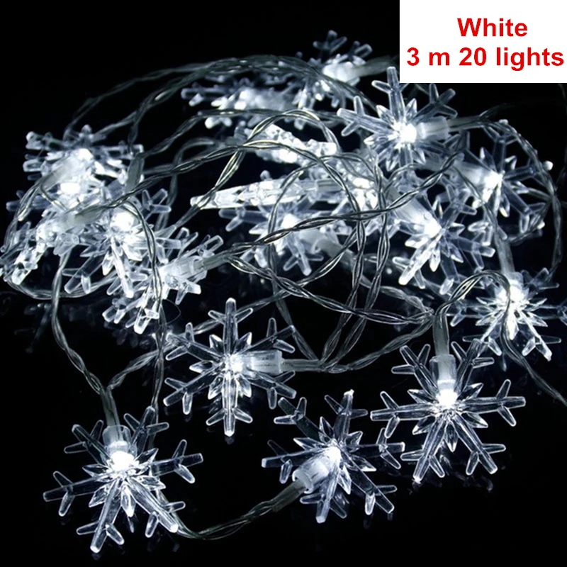 20LED white Рождественские украшения для дома, 20 светодиодов, Рождественские елочные украшения, снежные хлопья, светодиодные огни, рождественские новогодние гирлянды, B - Цвет: 20LED white
