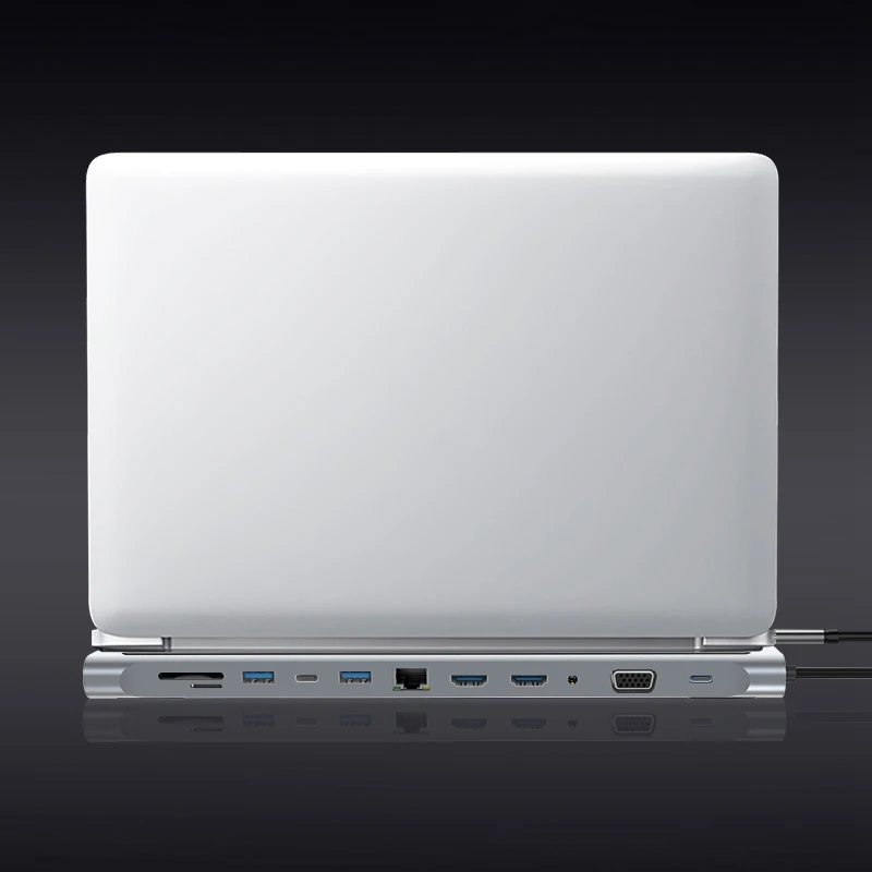 12 в 1 USB Type C концентратор адаптер для ноутбука Док Станция HDMI VGA RJ45 PD HP Lenovo