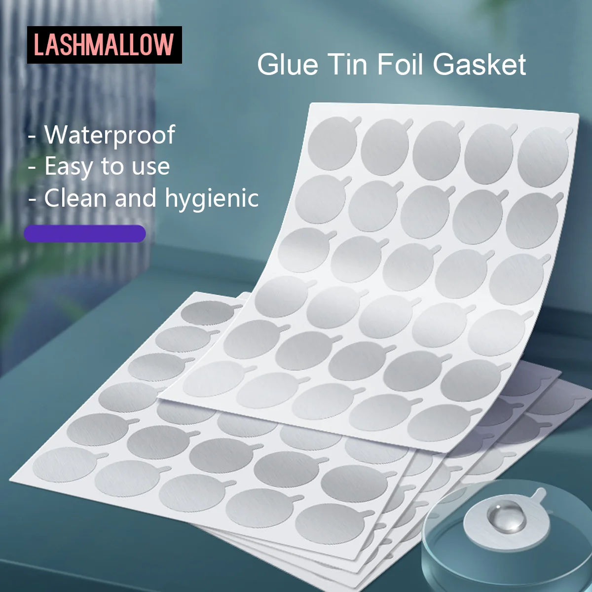 

300pcs Glue Holder Foil Pallet for Professional Eyelash Extensions Disposable Waterproof Adhesive Pad Tin Foils Gasket