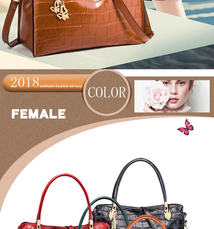 Женская сумка, масло, крокодиловый восковый узор, женские кожаные сумки, роскошные дамские ручные сумки с картой, посылка, женская сумка-мессенджер, большая сумка-тоут