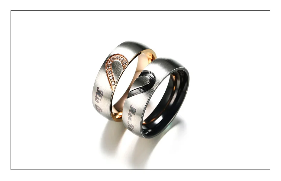 Meaeguet His Queen & Hers King Heart Wedding Rings for Women Men Stainless Steel Cubic Zirconia Couple Engagement Jewlery (5)