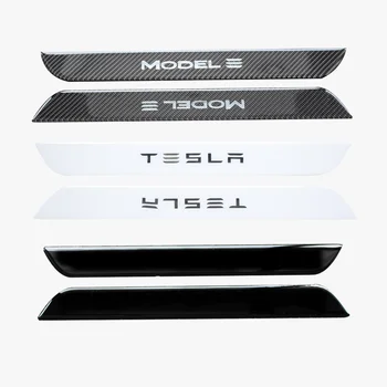 

For 2017 2018 2019 Tesla Model 3 Glue Car Door Sill Kick Scuff Plate Protector Trim Guard Pedal Cover Car Styling Accessory