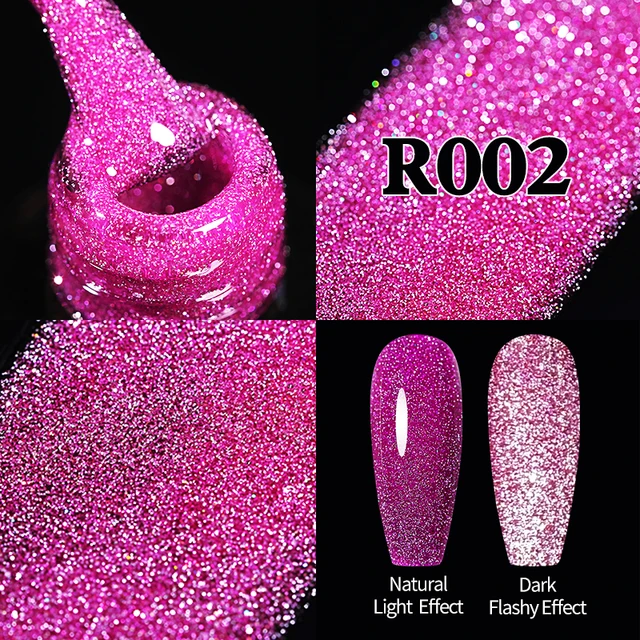 UR SUGAR 7.5ml Pink Reflective Glitter Gel Nail Polish Silver Purple Sequins Soak Off UV Gel Nail Art Manicuring Nail Gel Reflective -R002