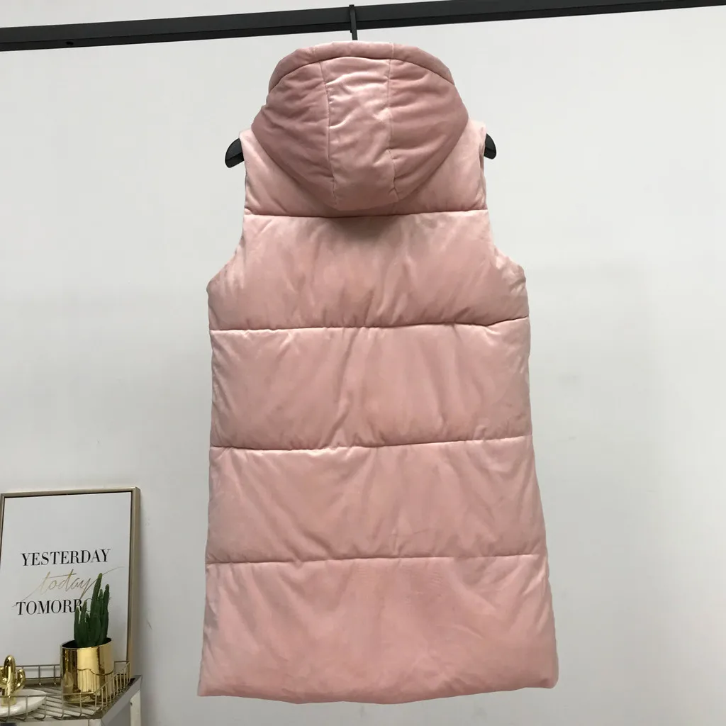 JAYCOSIN Women's Vest Coat Winter Warm hooded Two-Way Fluffy vest Outwear Coats Ladies Solid zipper Reversible Windproof Vest