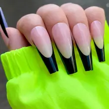 

ABS 20Pcs Fashion T-shaped Coffin False Nail Wear-resistant Nail Patch Removable for Party