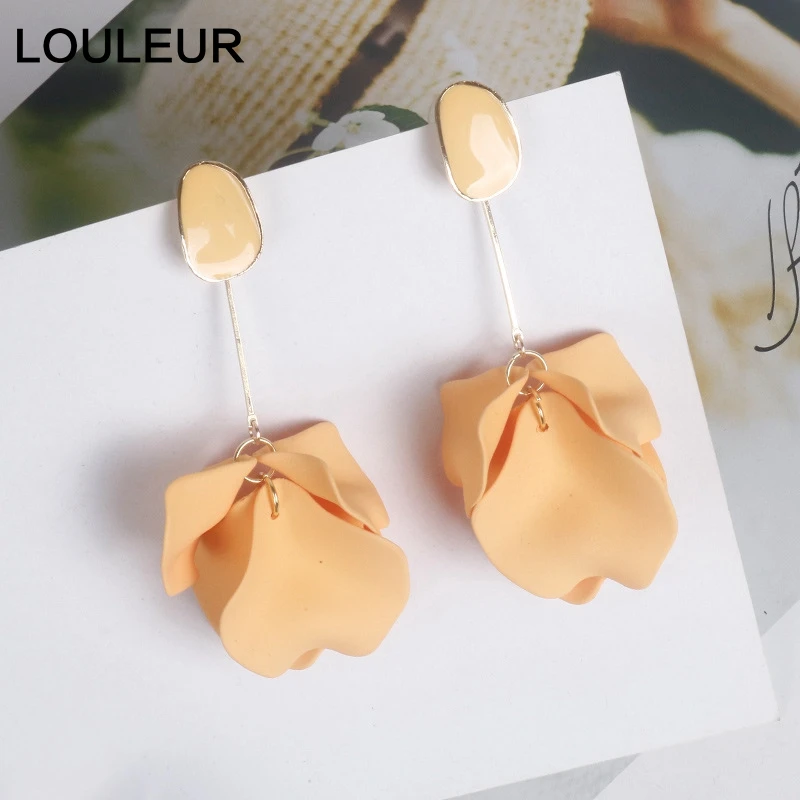 Louleur акриловые лепестки цветов 925 серебряные серьги этнические Винтажные висячие серьги для женщин женские богемные Новые Вечерние ювелирные изделия