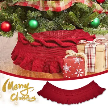

Acrylic Top Grade Knitted Christmas Tree Skirt Apron Christmas Tree Ornament Natal Tree Skirts New Year Decoration Navidad @45