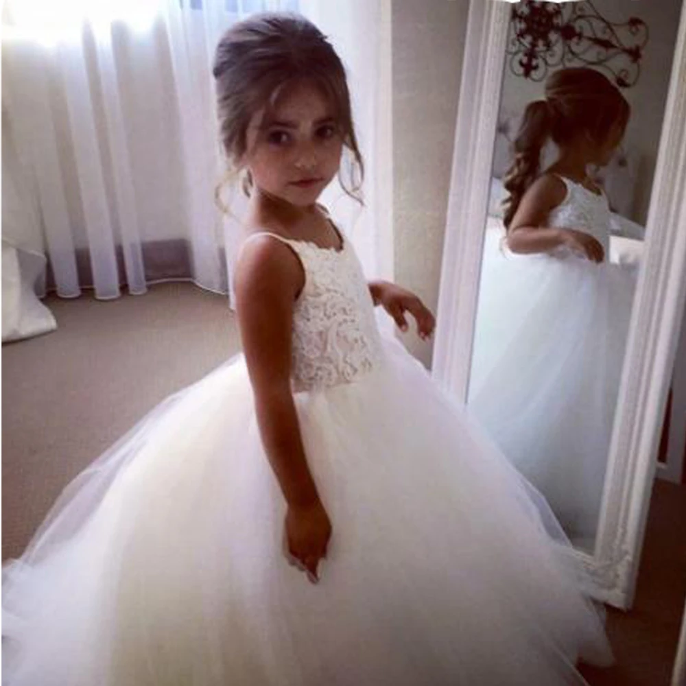 New Lovely White ivory Flower Girl Dresses Girls Pageant Short Sleeve Kids First Communion Satin Prom | Свадьбы и торжества