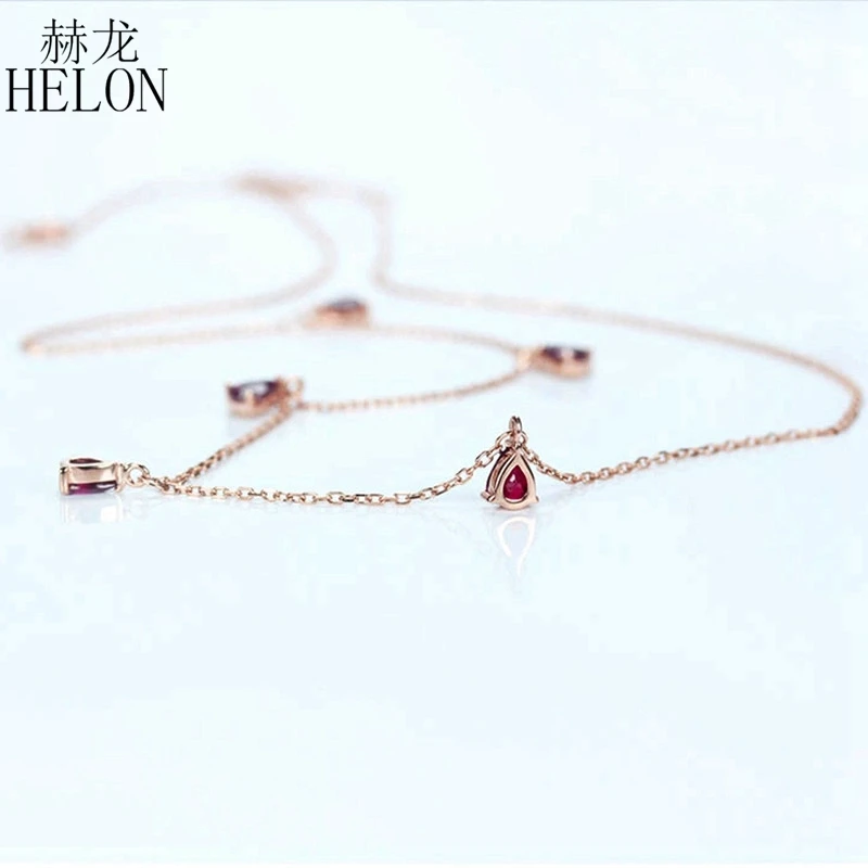 HELON, 18 К, розовое золото, AU750, 1.0ct, сертифицировано безупречно, натуральный рубин, для помолвки, для женщин, Трендовое, хорошее ювелирное изделие, ожерелья