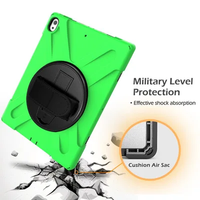 Green Ударопрочный детский чехол-подставка для IPad Pro 12,9 чехол для планшета, высокопроизводительный безопасный ПК силиконовый чехол с ремешком на плечо+ пленка - Цвет: Green