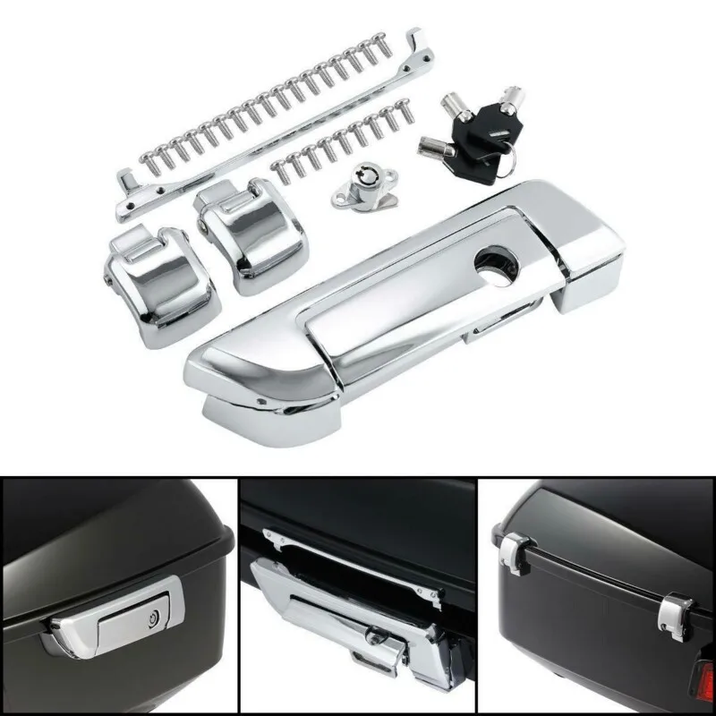 Motorcycle Pack Trunk Lid Latch Lock Key Hardware Kits Harley Tour Pak Touring Road Glide Electra Glide Road King 2014- motorcycle trunk lock motorcycle trunk lock set