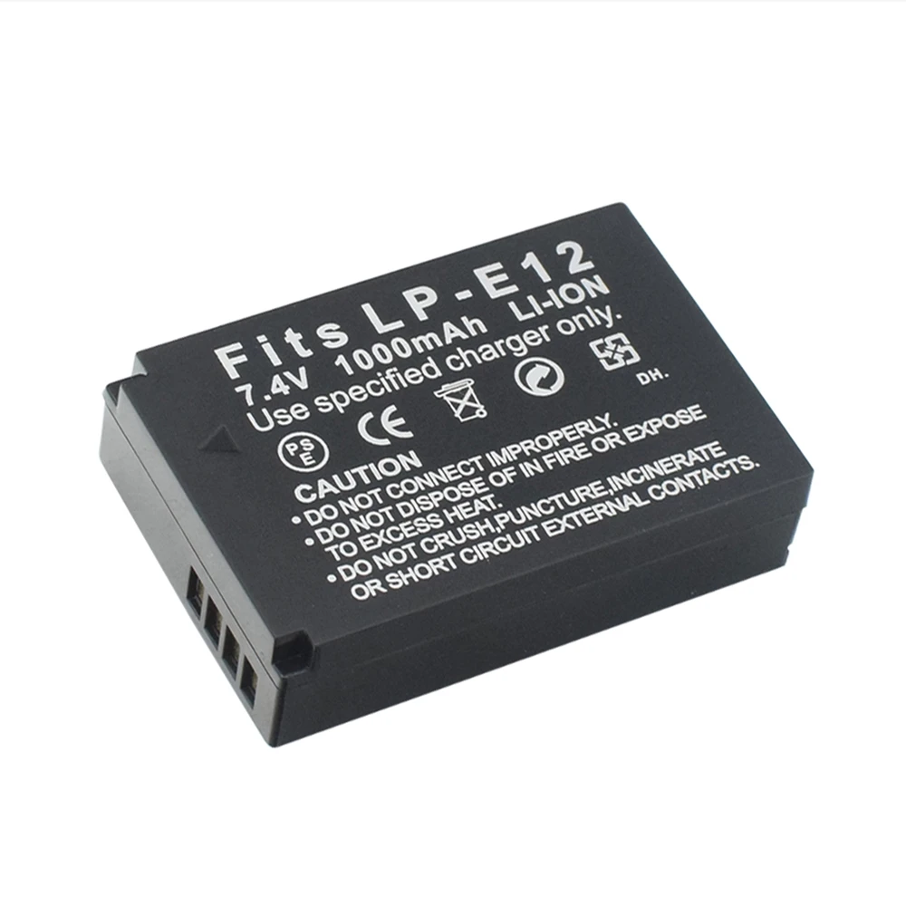 Акция 4 шт Черный LP-E12 1000mAh Цифровая литиевая батарея для камеры Canon EOS 100/100D/M/M10/M50/M100/DSLR/Kiss X7