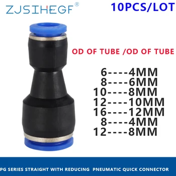 

PG Air Pneumatic 10mm 8mm 6mm 12mm 16mm 4mm OD Hose Tube Touch Push Into Straight Gas Fittings Plastic Quick Connectors Fitting