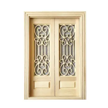 

1:12 Dollhouse Miniature Wood Double Embryo Pair Open Screen Door Frame Unpaint