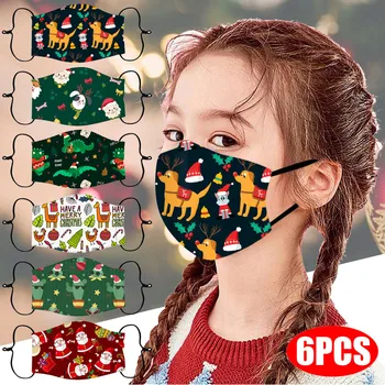 

6PCS mascarilla mask Christmas Children's Print Adjustable Windproof Reusable mascarillas lavables Face Mask masque маска маски