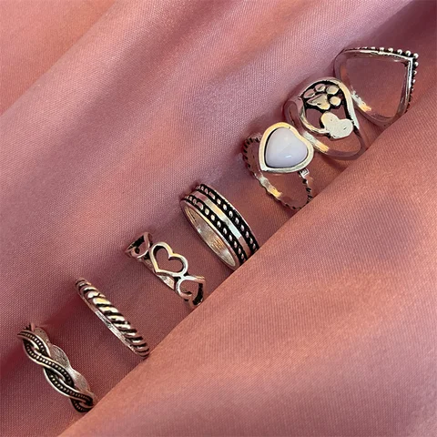Personalized Finger Heart Ring Set for Women Gold Color 3PCS 2021 New Trendy Gift for Women Fashionable