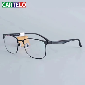 

CARTELO Glasses Frame Ultralight Square Eye Myopia Prescription Eyeglasses Male Half Optical Frame Glasses Frame Men Titanium