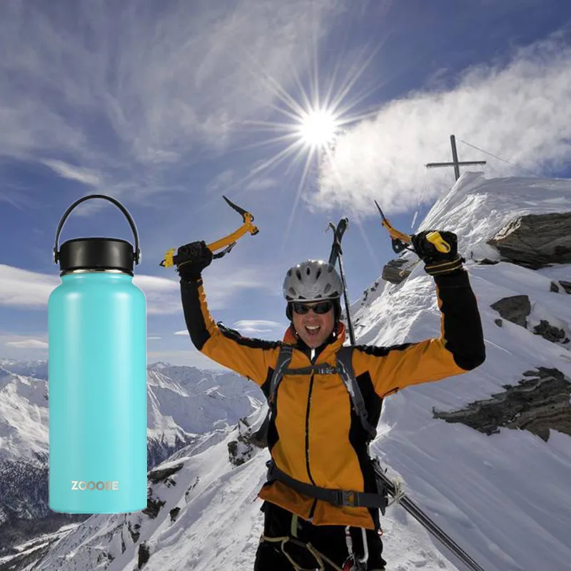 ZOOOBE 32 унций Спортивная бутылка для воды из нержавеющей стали с вакуумной изоляцией с широким горлышком портативная термос для путешествий на открытом воздухе