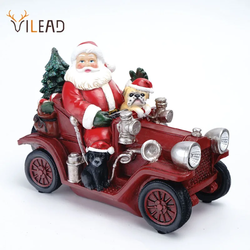 Resin Santa Claus Statue Christmas Doll Driving Sculpture Home Decorations Figurine Living Room Crafts 2022 Xmas Navidad Gift | Дом и сад