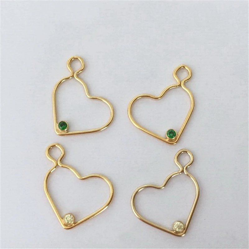 14K Gold Filled Heart Charm Charm Birthstone AAA Zircon Charm Birthstone Pendant DIY Jewelry Findings Handmade Accessories