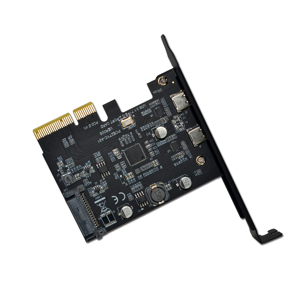Koop USB 3.1 PCIE PCI Express Uitbreidingskaart PCI E 4X naar USB 3.1 Gen2 10Gbps 2 Poort USB C adapter ASMedia ASM3142 Chipset Voor Desktop
