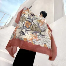Сказочный морской мир печати шерстяной шарф женский зимний большой шарф шарфы пашмины шаль обертывания 190x130 см