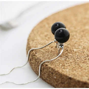 

100% 925 Sterling Silver Black Simulated Pearl Pendant Long Drop Earrings for Women Wedding Party Gifts Sterling-silver-jewelry