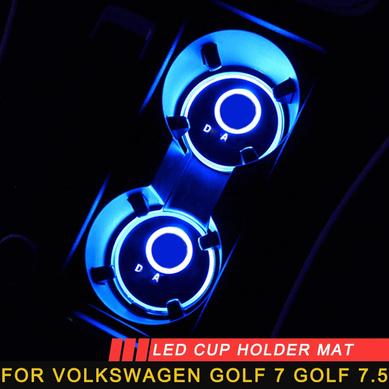 

For Volkswagen Golf 7 Golf 7.5 Car Styling LED Cup Holder Mat Protector Cover Trim Interior Accessories